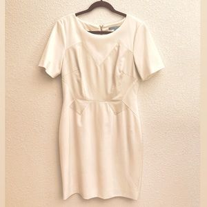 Antonio Melani off white leather paneled dress